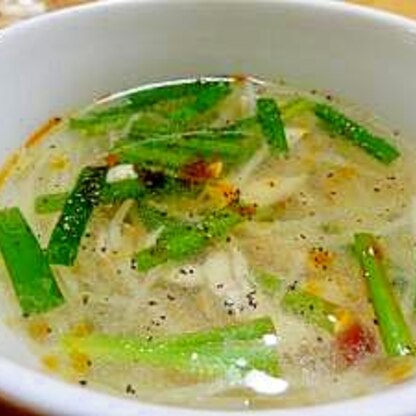 ササミとニラ＆もやし辛々中華風スープ